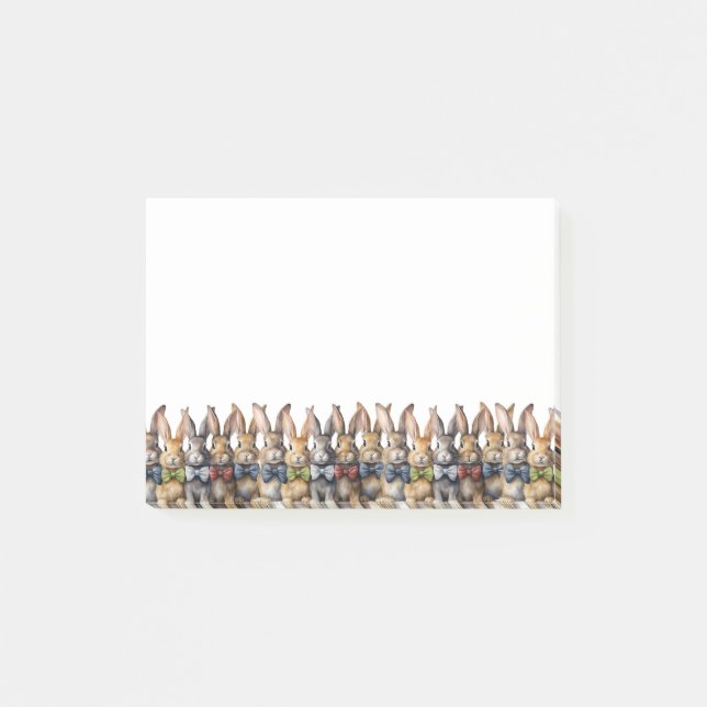 Fancy Bunny Bow Tie Watercolor Post-it Notes (Front)