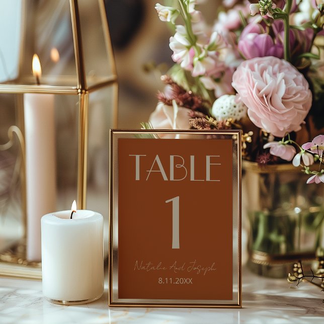 Fancy Burnt Orange Gold Wedding Table Number  (Creator Uploaded)