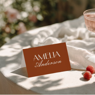 Fancy Burnt Orange Old Money Wedding Place Cards