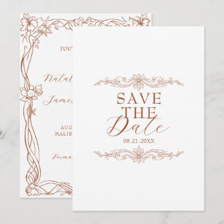 Fancy Burnt Orange Terracotta Boho Chic Wedding Save The Date