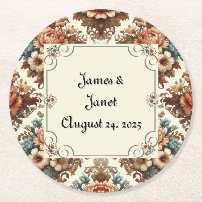 Fancy Buttercream Floral Customizable Coaster (Front)