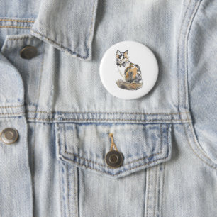 Fancy Calico Cat 2 Inch Round Button