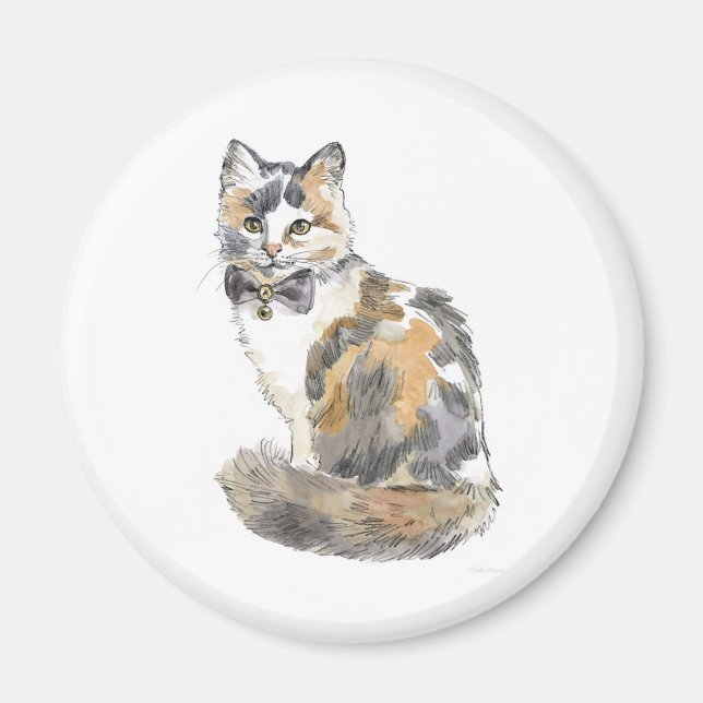 Fancy Calico Cat Magnet (Front)