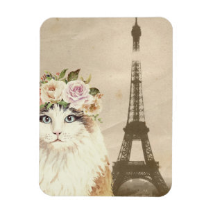 Fancy Cat & Eiffel Tower Magnet