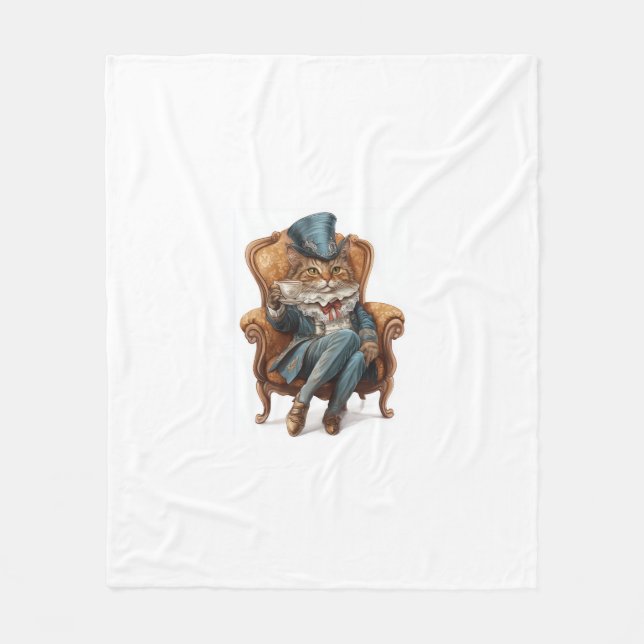 Fancy Cat Society � Victorian Royal Kitty Fleece Blanket (Front)