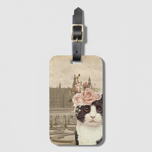 Fancy Cat & The Castle Luggage Tag (Front Vertical)