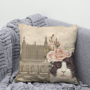 Fancy Cat & The Castle Throw Pillow