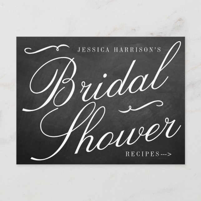 Fancy Chalkboard Bridal Shower Recipe Cards (Front)