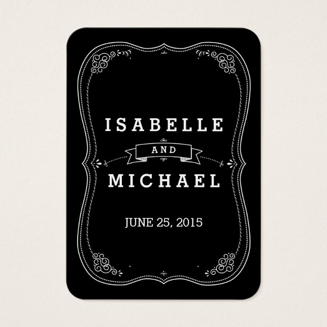 Fancy Chalkboard Vintage Wedding Gift Tag (Front)