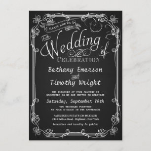 Fancy Chalkboard Wedding Invitations