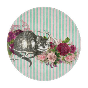 Fancy Cheshire Cat Collage Cutting Board