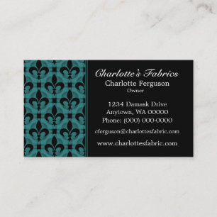 Fancy Chic Business Card, Dark Teal Card