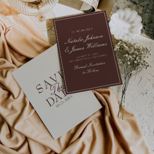Fancy Chocolate Brown Old Money Retro Wedding Save The Date