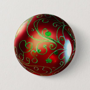 Fancy Christmas Ornament 2 Inch Round Button