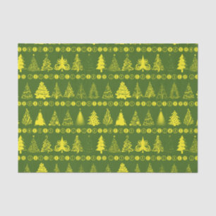 Fancy Christmas Tree Green Yellow Tissue Paper
