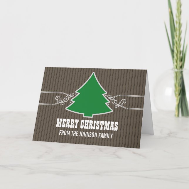Fancy Christmas Tree Swirls Greeting Card (Front)