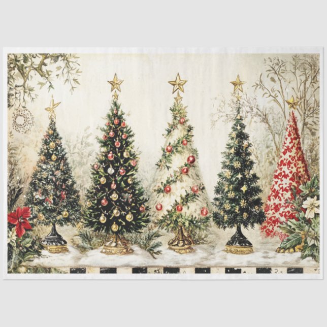Fancy Christmas Trees Tissue Paper (Front)