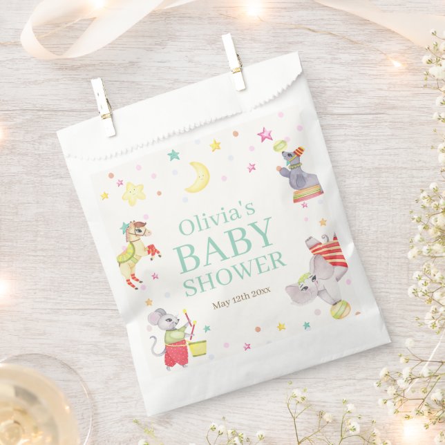 Fancy Circus Carnival Animals Baby Shower Favour Bag (Clipped)