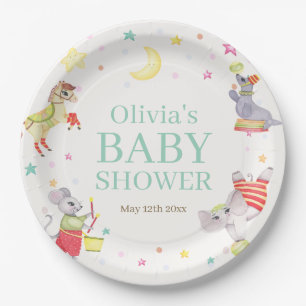 Fancy Circus Carnival Animals Baby Shower Paper Plate