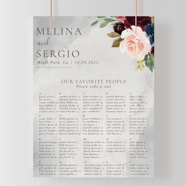 Fancy Classic Alphabetical Wedding Seating Chart (Creator Uploaded)