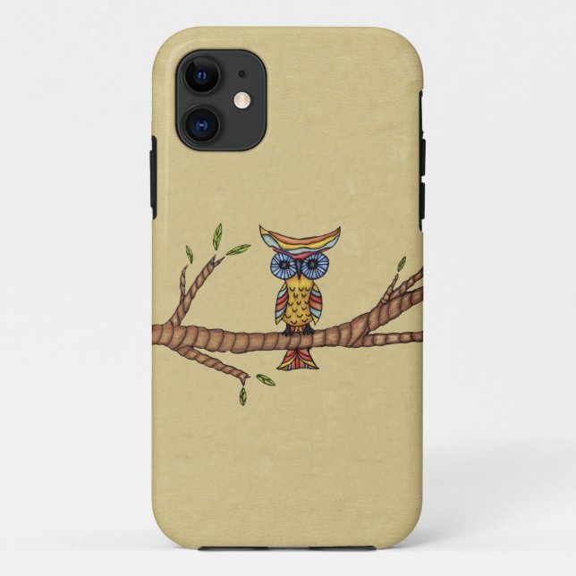Fancy Colourful Owl Branch Case-Mate iPhone Case (Back)