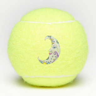 Fancy Crescent Moon Abstract Colorful Shapes Face Tennis Balls