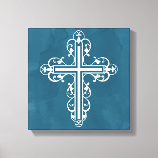 Fancy Cross Design No. 13 Blue Canvas Print