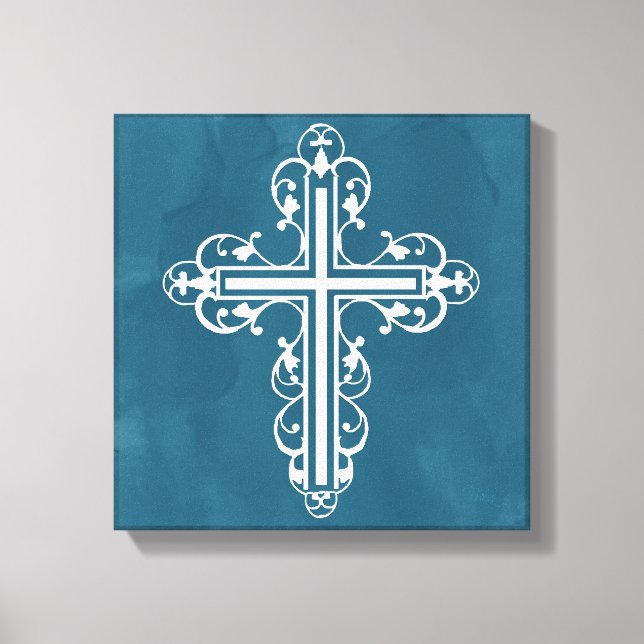 Fancy Cross Design No. 13 Blue Canvas Print (Front)
