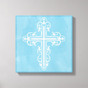 Fancy Cross Design No. 15 Blue Canvas Print