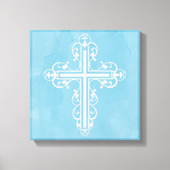 Fancy Cross Design No. 15 Blue Canvas Print (Front)
