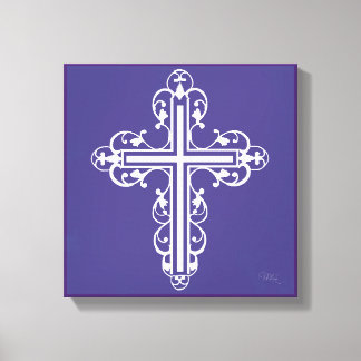 Fancy Cross Design No. 8 Purple Canvas Print