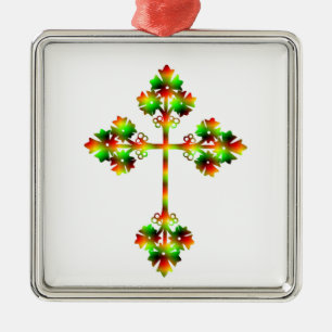 FANCY CROSS METAL ORNAMENT