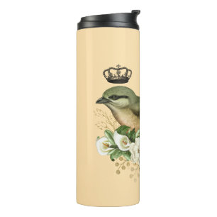 Fancy Crown Bird on Peach Personalized  Thermal Tumbler