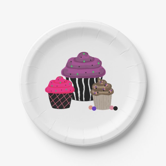 Fancy Cupcakes Paper Plate (Front)
