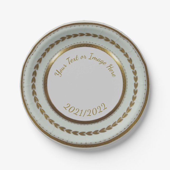 Fancy Customizable Gold China Style Paper Plates (Front)