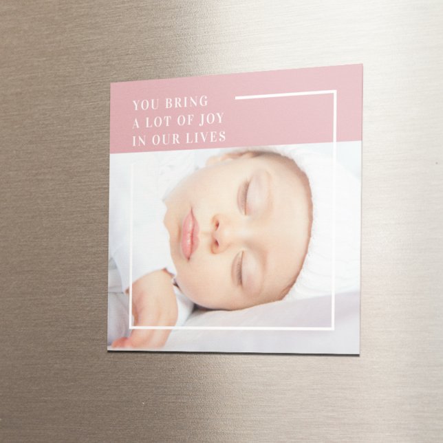 Fancy Cute Baby Photo | Pink & White | Quote  Magnet (Creator Uploaded)