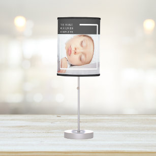 Fancy Cute Baby Photo   Pink & White   Quote  Table Lamp