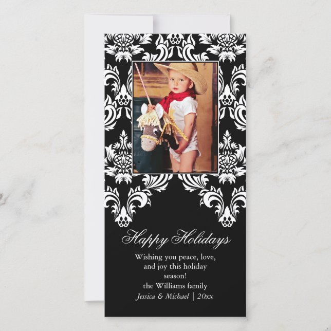 Fancy Damask Holiday Card (Front)