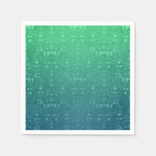 Fancy Deep Aquamarine Floral Damask Pattern Napkin