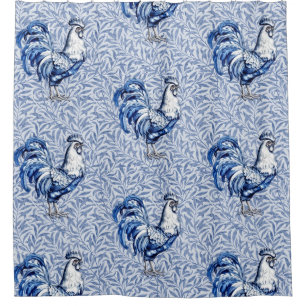 Fancy Delft Blue And White Rooster Chicken