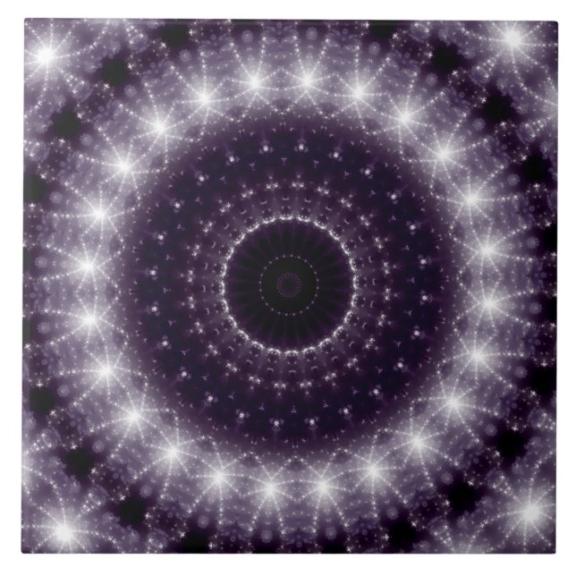 Fancy Delicate Black & White Lace Pattern Tile (Front)