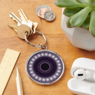 Fancy Delicate Black & White Round Lace Keychain
