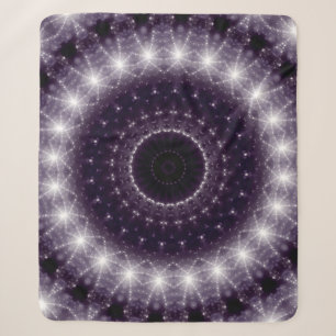 Fancy Delicate Black & White Round Lace Sherpa Blanket