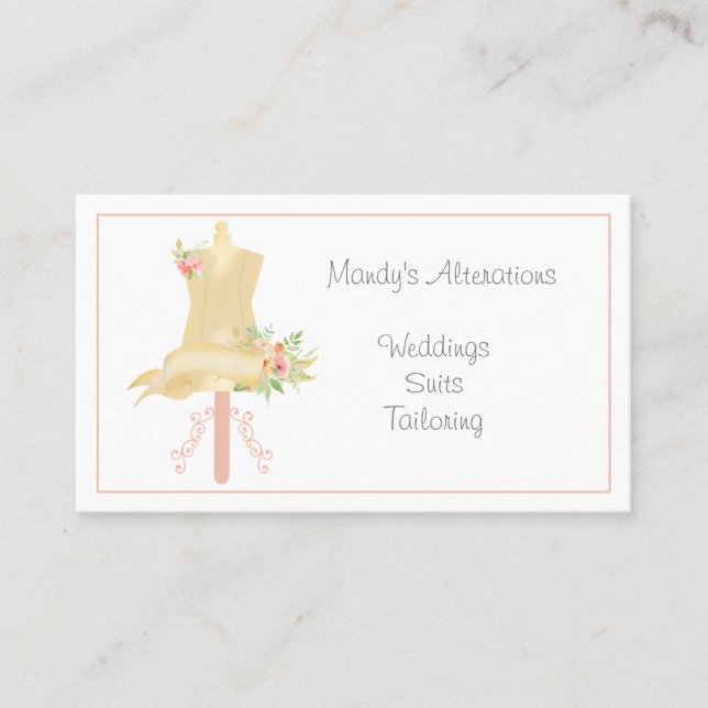 Fancy Dress Form Seamstress Business Card (Front)