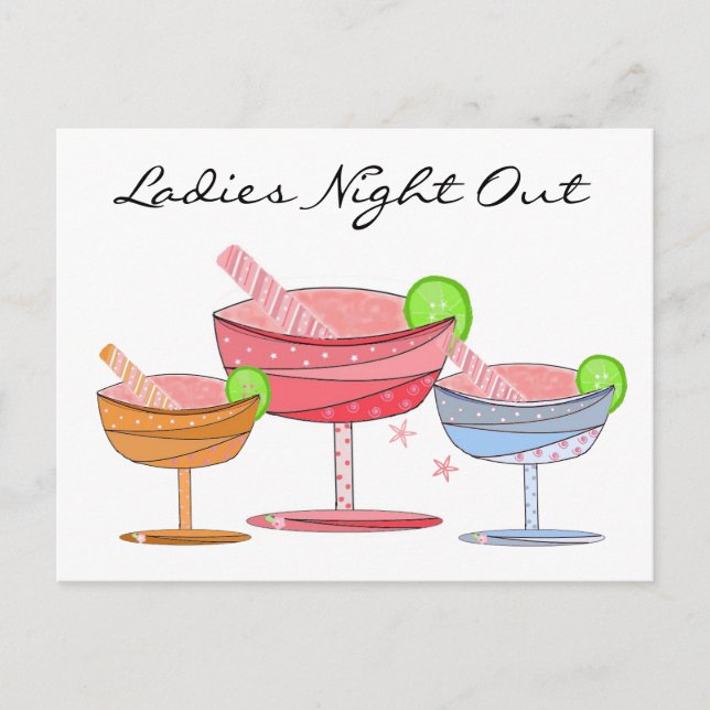 Fancy Drinks Ladies Night Out Postcard (Front)