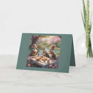 Fancy Ducks Birthday picnic by the pond Holiday Card