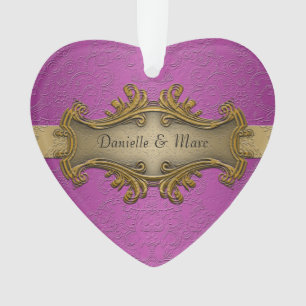 Fancy Elegant Gold and Purple Wedding Ornament