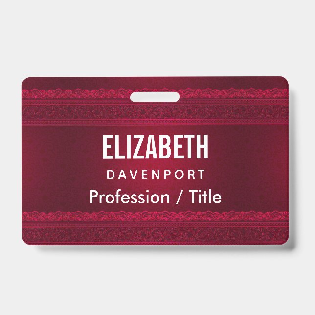 Fancy & Elegant Red Background Stylish Badge (Front)