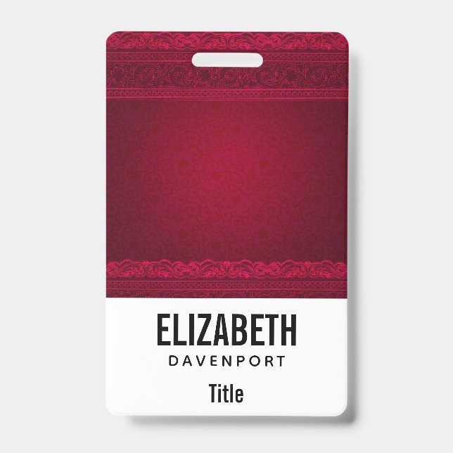 Fancy & Elegant Red Background Stylish Badge (Front)