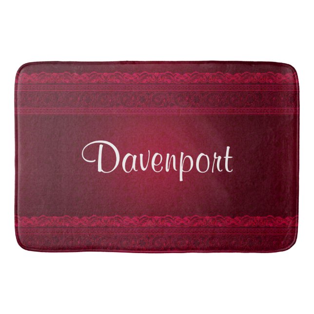 Fancy & Elegant Red Background Stylish Bath Mat (Front)